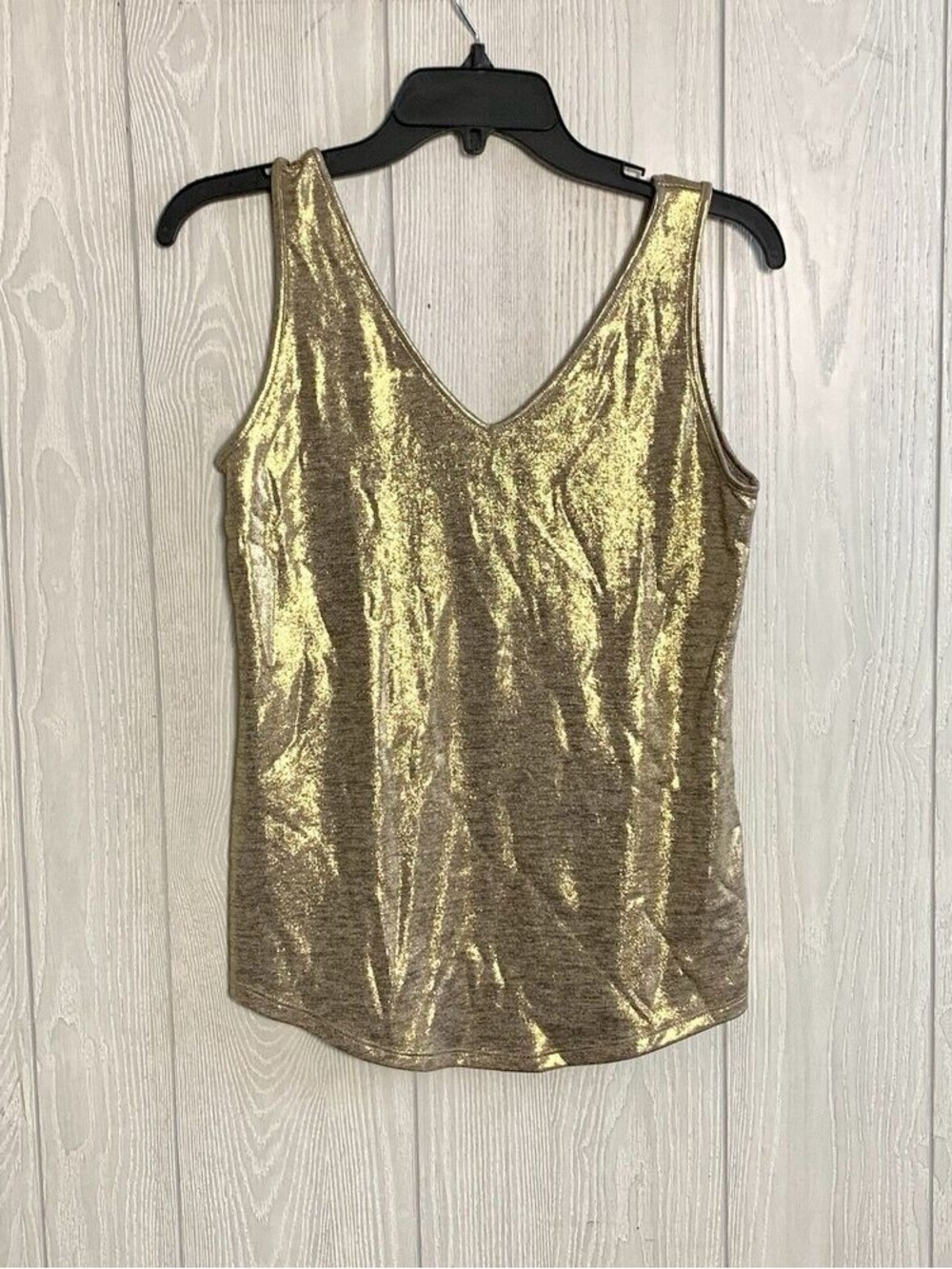 Metallic Gold V-Neck Sleeveless Top